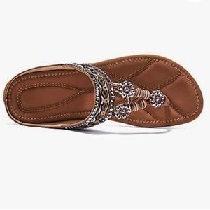 Alicegana Women’s Leather Beaded Studded Sandals Size 37 / US 6